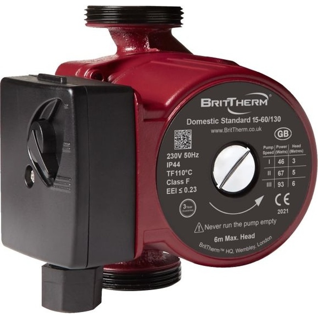 Brittherm Domestic Standard 15-60/130 3 Speed Manual Pump DS15