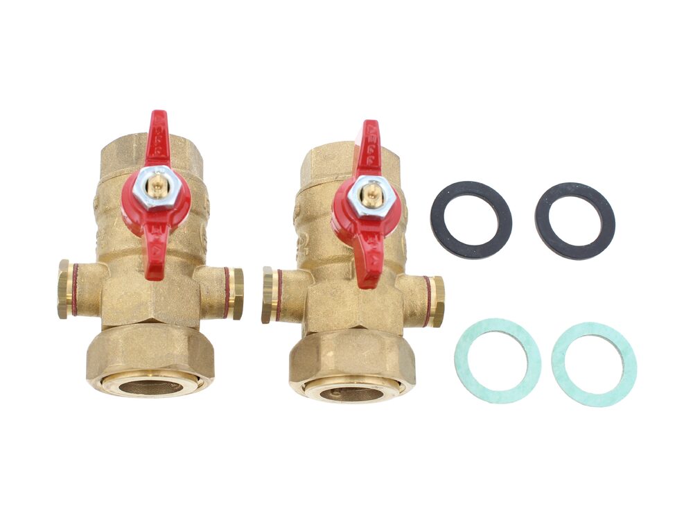 Caleffi HIU Pair of Ball Valves Straight with Pressure Port F19518
