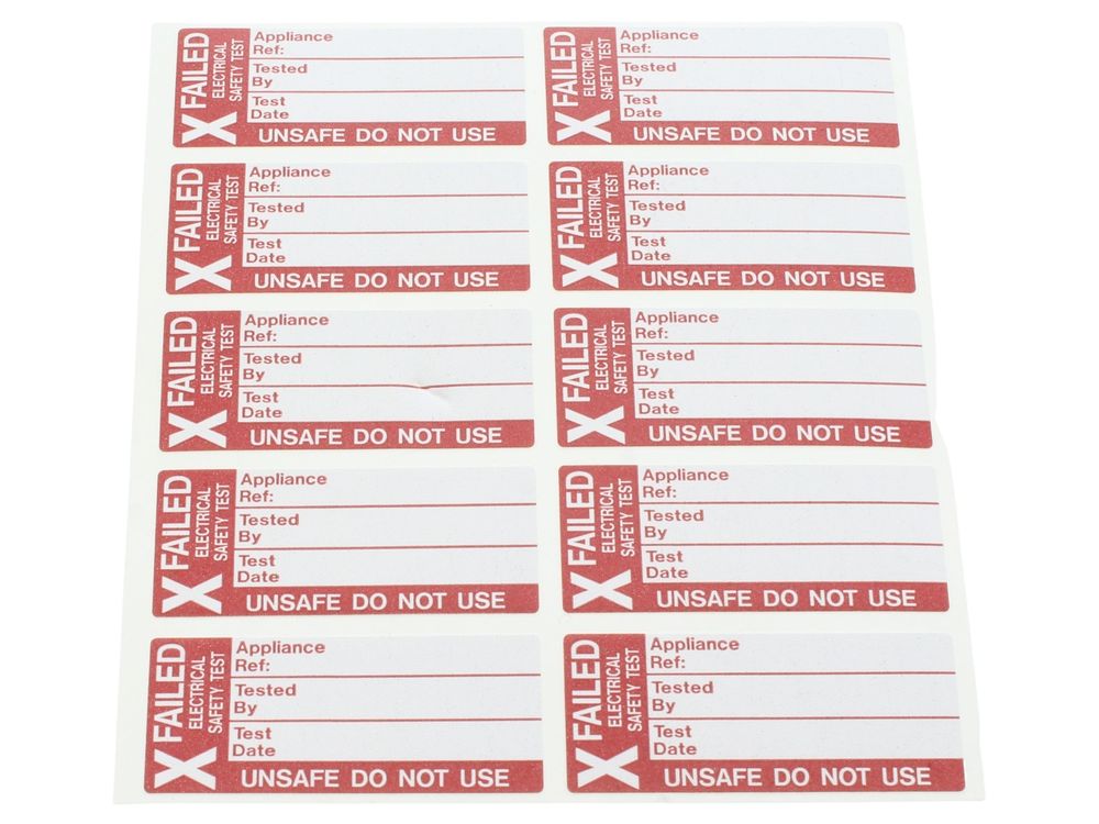 Industrial Signs fail test write-on label small pack of 50 IS2050SA