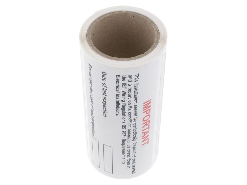 Industrial Signs periodic inspection write-on label roll of 100 IS54100R