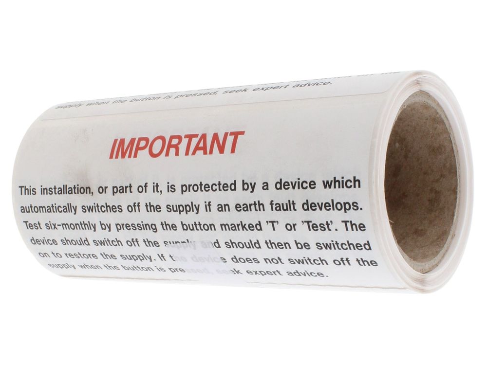 Industrial Signs RCD test label roll IS7210OR