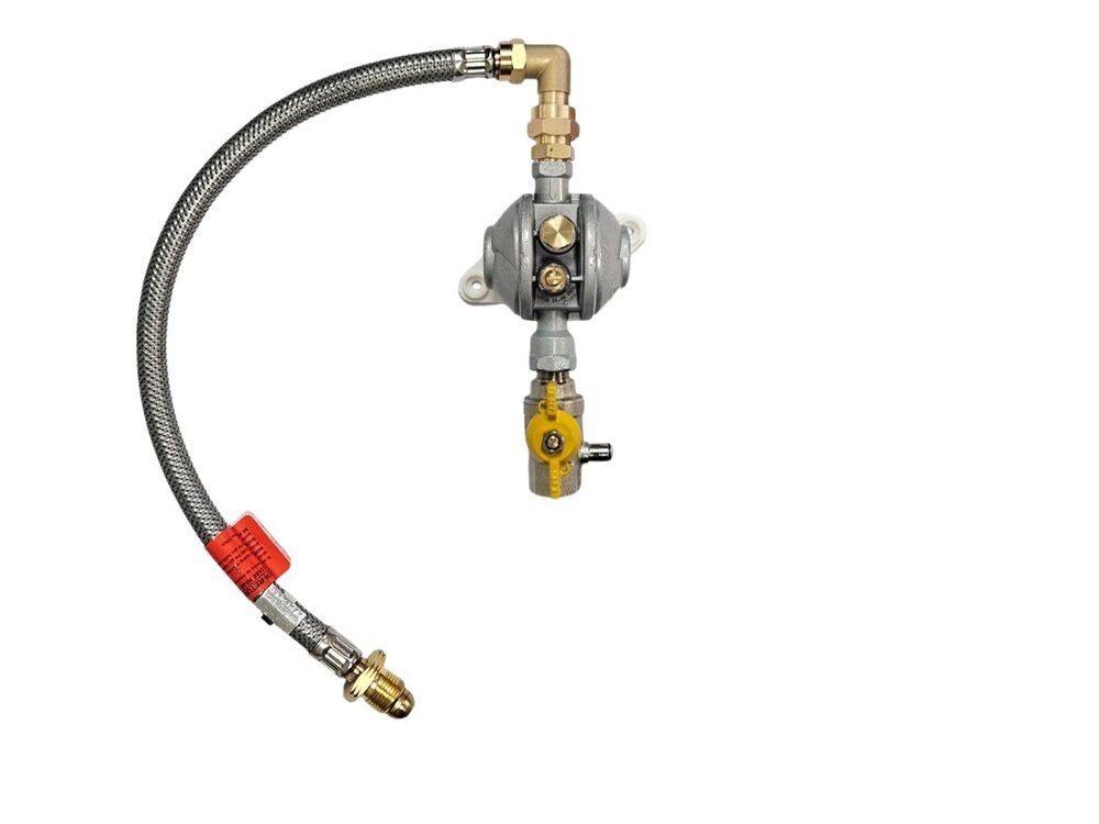 Continental 4kg/hr single LPG regulator kit with OPSO MBSIN-OPSO-429-OB - overbraided pigtail