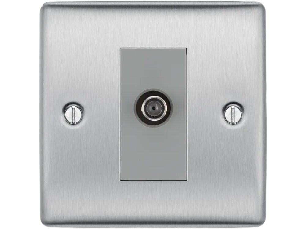 BG Nexus Metal Satellite Socket, Brushed Steel, 1 Gang NBS64-01