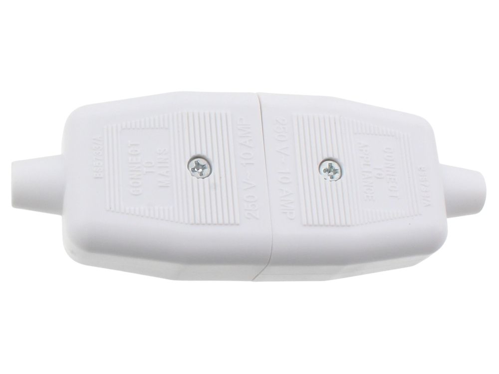 Masterplug Permaplug 10A 3 pin heavy duty in-line rubber connector - white