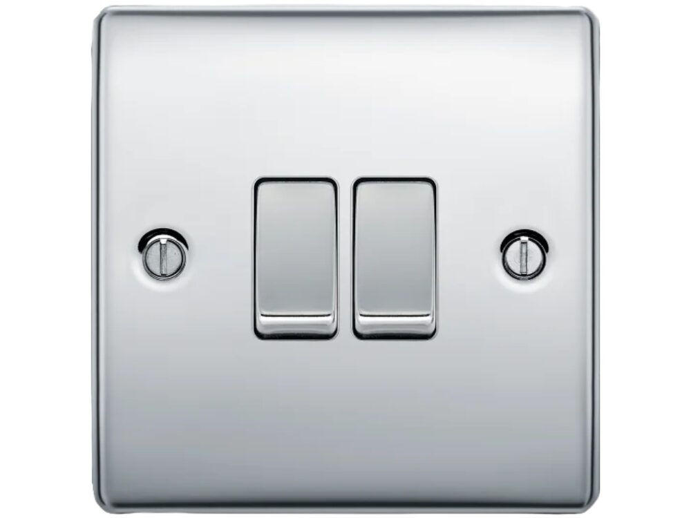 BG Nexus Metal 20A 16AX double 2-way switch, polished chrome (NPC42-01)