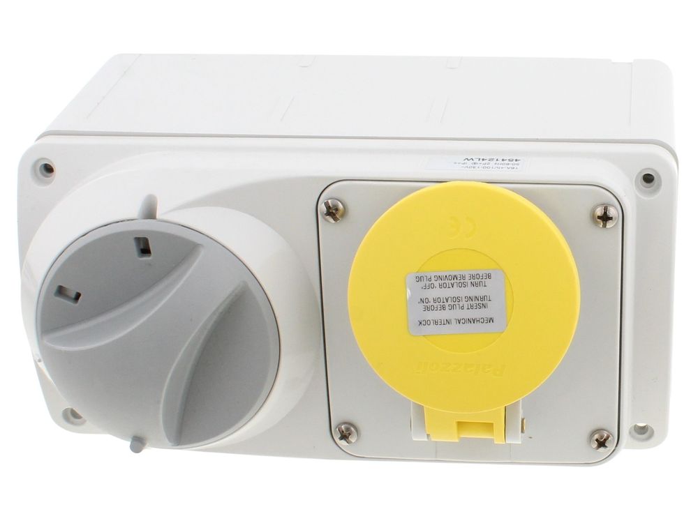 Lewden 16A 2P+E 110V surface interlocked switched socket PM16/454124LW