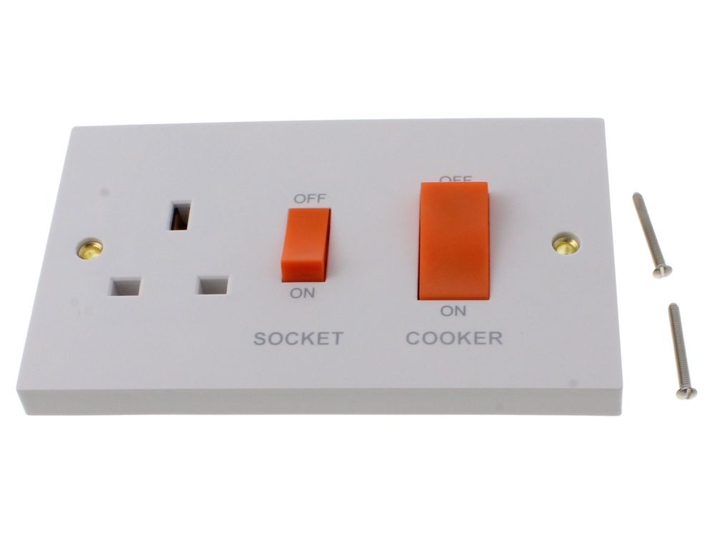 Click Polar 45A 2 gang DP switch with 13A switched socket (PRW204)
