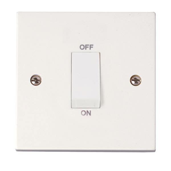 Click Polar PRW500 45A 1 gang DP switch with white rocker