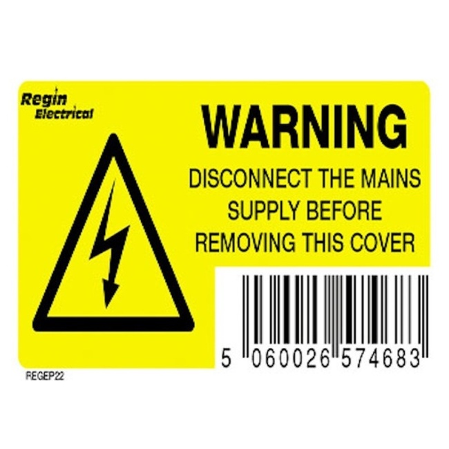 Regin Electrical Disconnection Label REGEP22