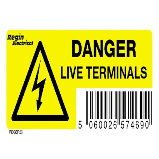 Regin Electrical Live Terminals Label REGEP23