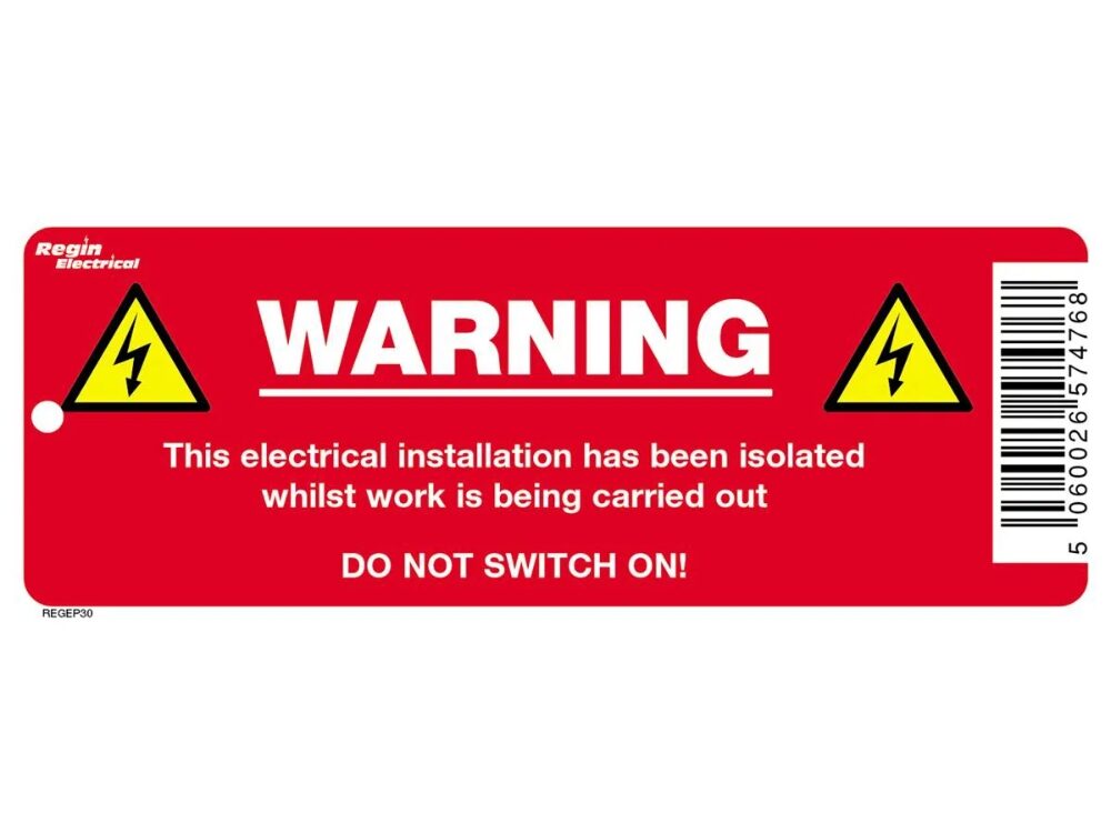 Regin Electrical Isolation Warning Tag REGEP30
