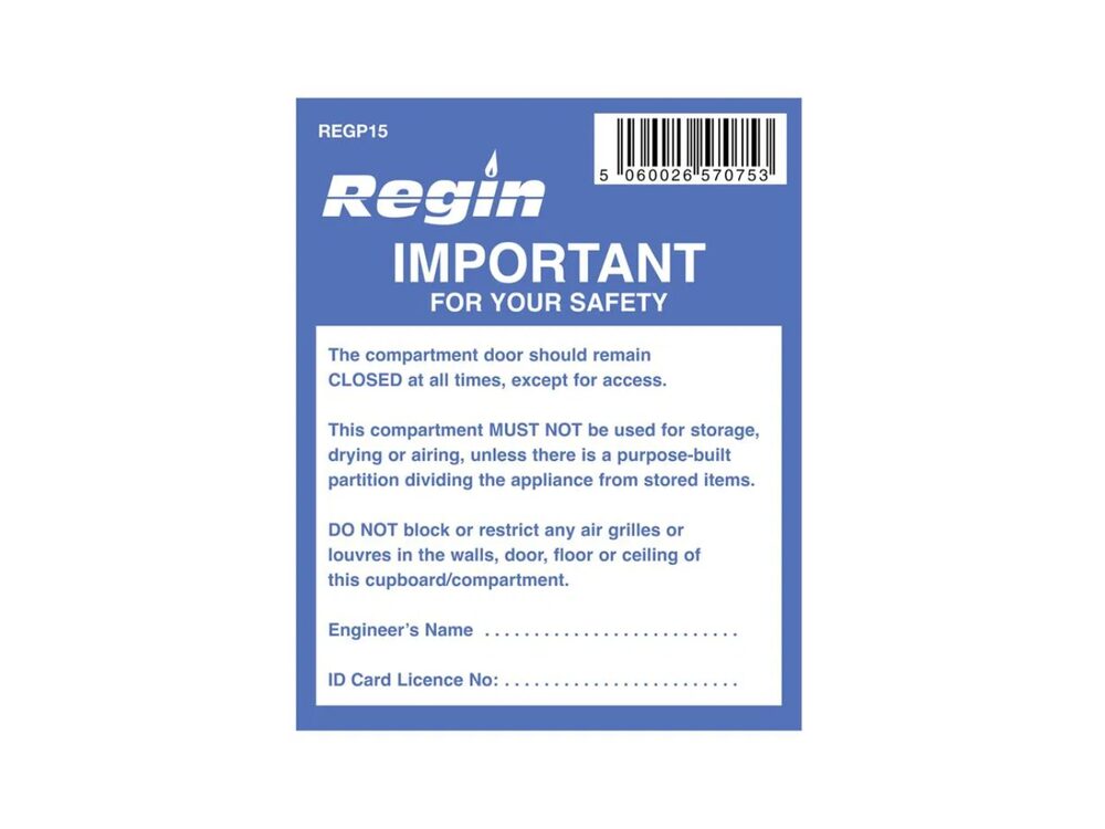 Regin Warning Compartment Sticker REGP15