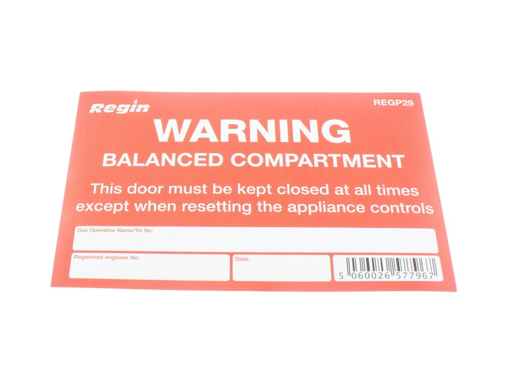 Regin Balanced Compartment Warning Label REGP29