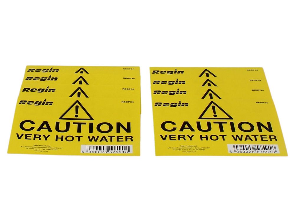 Regin Caution Very Hot Water Sticker REGP34