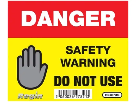Regin Danger Do Not Use Sticker/Tag REGP36
