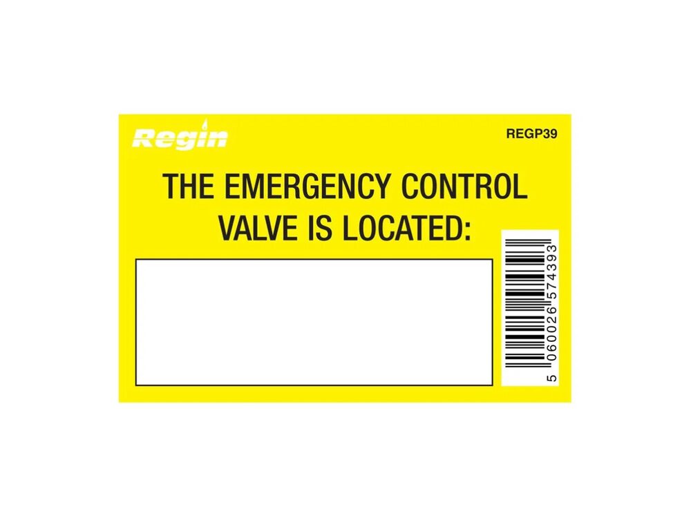 Regin Gas Valve Location Sticker REGP39