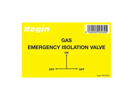 Regin Gas Isolation Valve Sticker REGP43