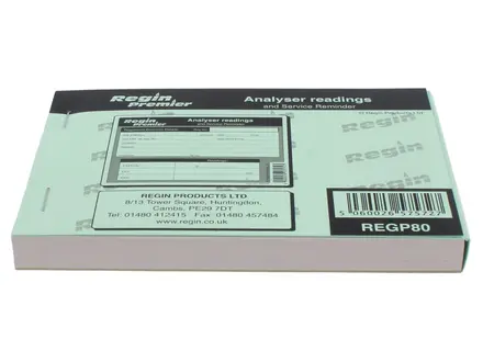 Regin Analyser Readings Record Pad REGP80