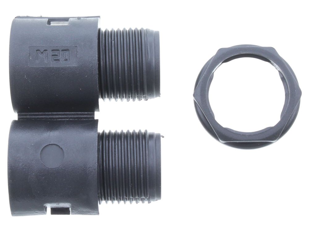 Flex-It R-Series 20mm black hinged plastic fitting with locknut - RF20B