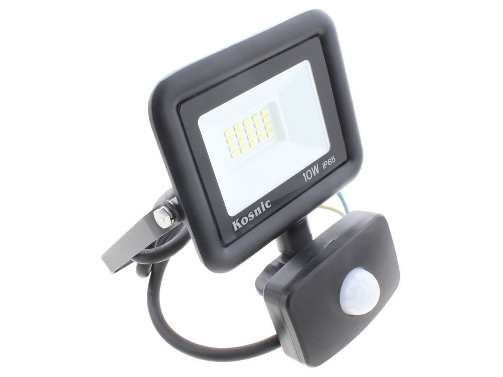 Kosnic Rhine II 10W LED floodlight with PIR sensor, 6500K, black - RHI10-W65/S