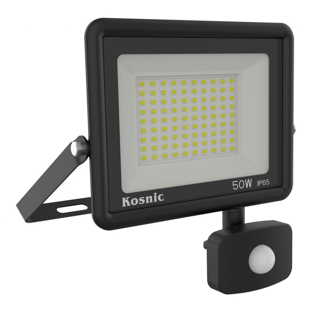 Kosnic Rhine II 50W LED floodlight with PIR sensor, 6500K, black - RHI50-W65/S