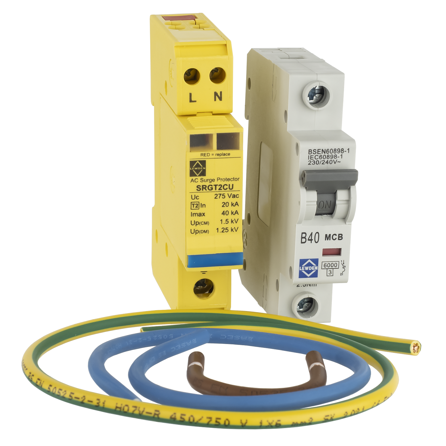 Lewden SRG1VCU-KIT 40kA type 2+3 surge protection kit
