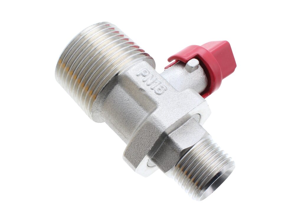 Ultra Compact Fuel Tank Isolation Valve, 1 Inch BSP x 1/2 Inch BSP, Square Head Adapter