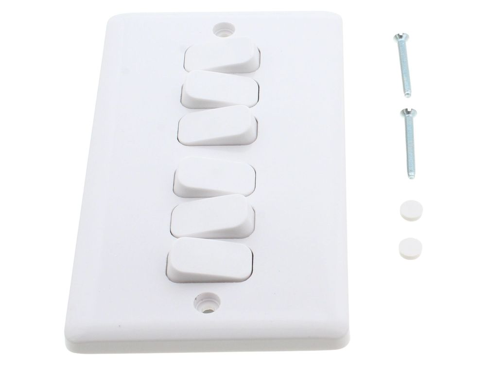 Deta Vimark Curve 10A 6 gang 2 way plate switch VC1245