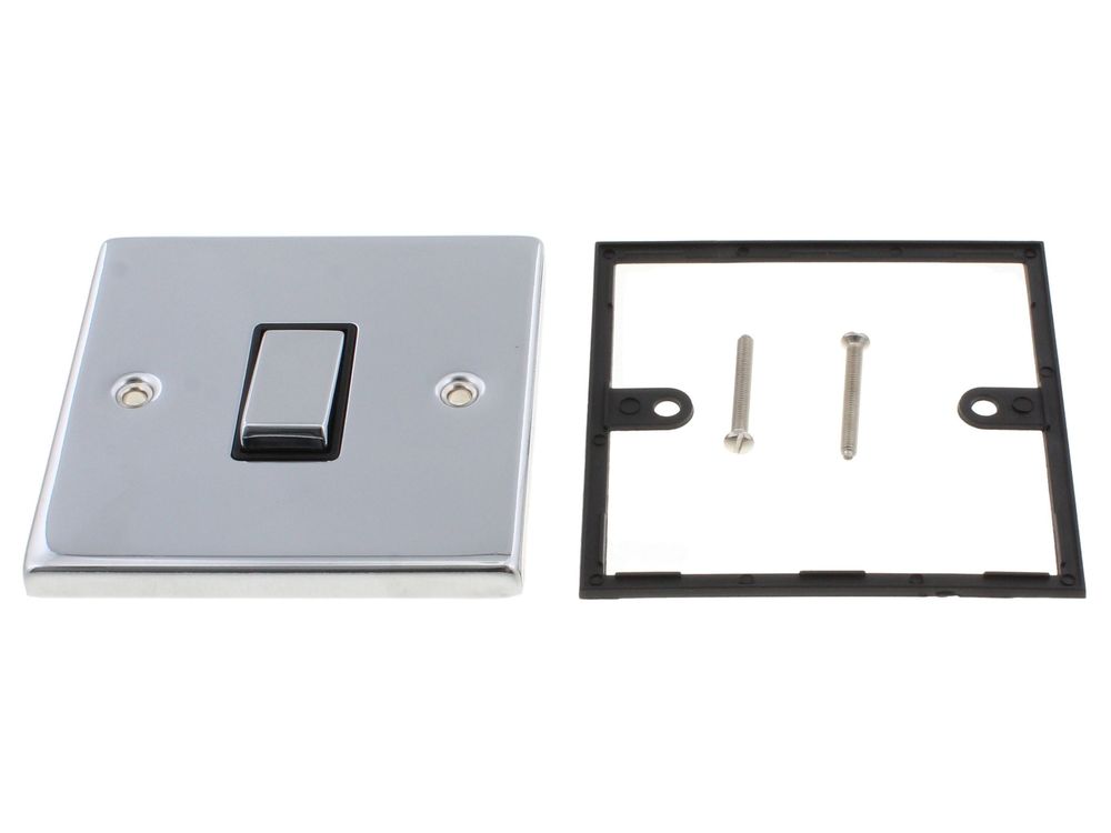 Click Deco polished chrome 10AX 1-gang 2-way plate switch VPCH411BK