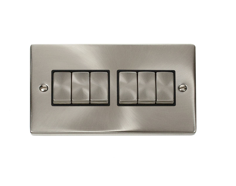 Click Deco polished chrome 10AX 4-gang 2-way plate switch VPCH414WH