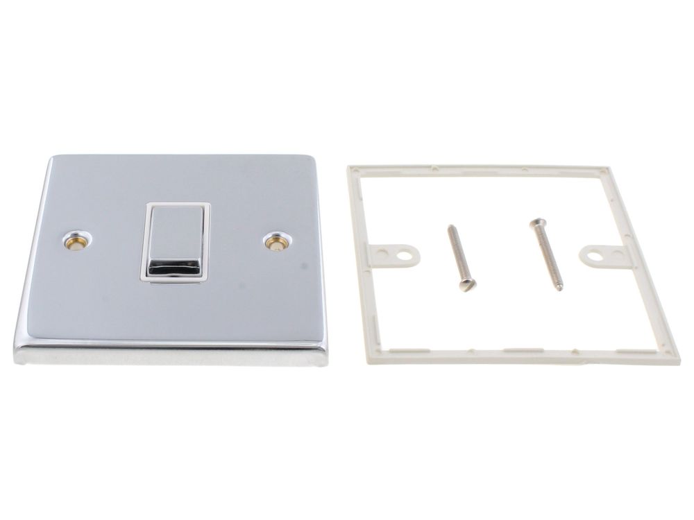 Click Deco polished chrome 10AX 1-gang intermediate plate switch VPCH425WH