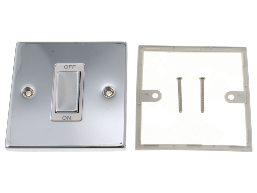 Click Deco polished chrome 45A 1-gang double pole switch VPCH500WH
