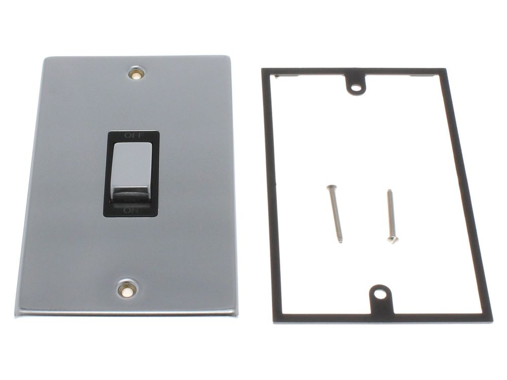 Click Deco polished chrome 45A 2-gang double pole switch VPCH502BK