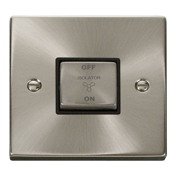 Click Deco satin chrome 10A 3 pole fan isolation switch, black insert VPSC520BK
