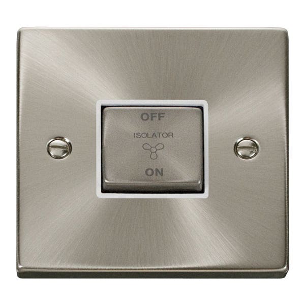 Click Deco satin chrome 10A 3 pole fan isolation switch, white insert VPSC520WH