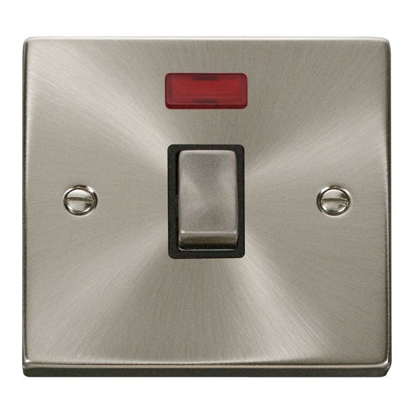 Click Deco Satin Chrome 20A DP Ingot Switch with Neon VPSC723BK