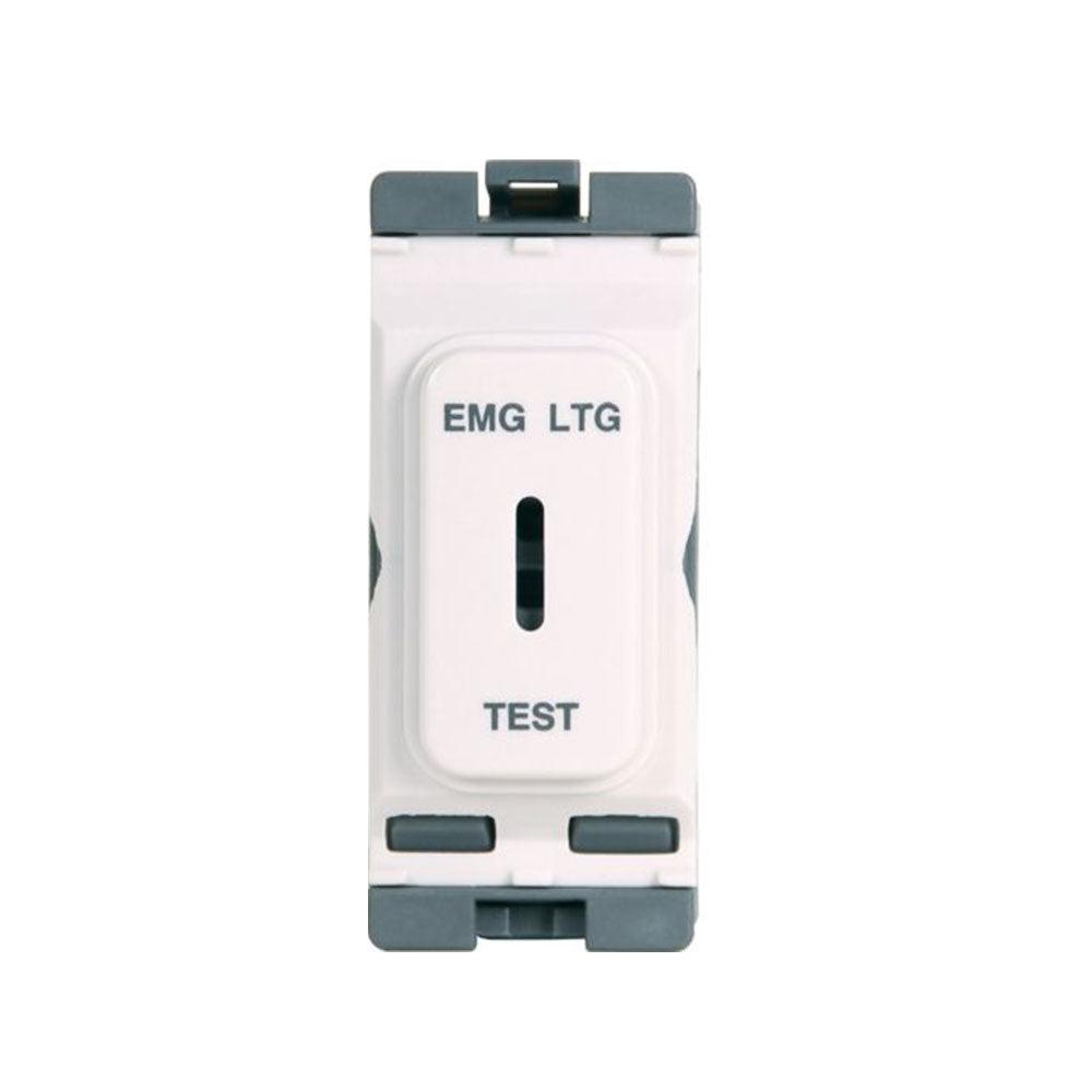 Hager Sollysta 20A double pole key switch WMGKS/EL, marked 'EM LTG TEST'