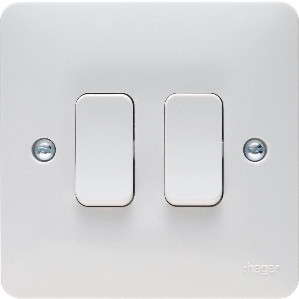 Hager Sollysta 10AX 2 gang 2 way wall switch WMPS22